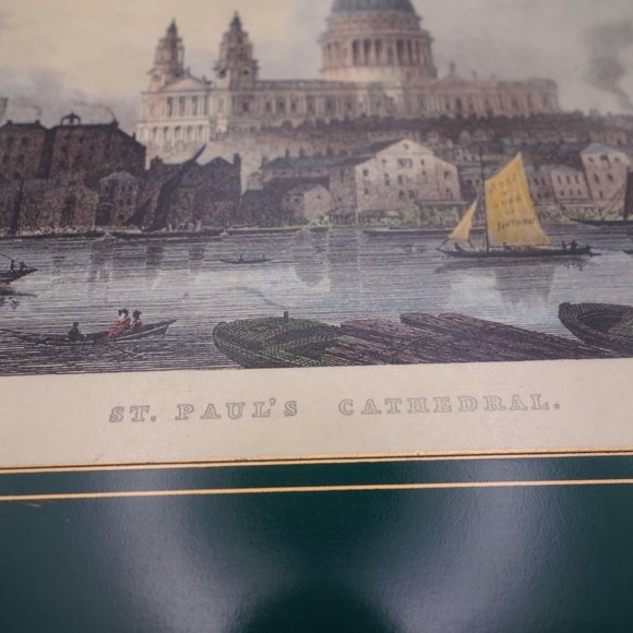 Set of Four(4) Vintage Lady Clare Green with Gold Border Place Mats - Picture 7 of 16